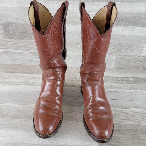 Vintage Justin Western Leather Cowboy Boots Size 10.5D USA Made - Picture 3 of 16